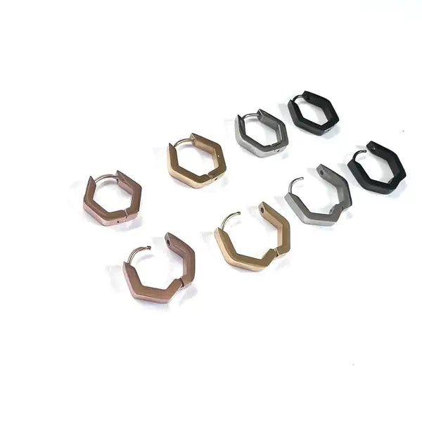 Hexagon Gold Hoop Earrings