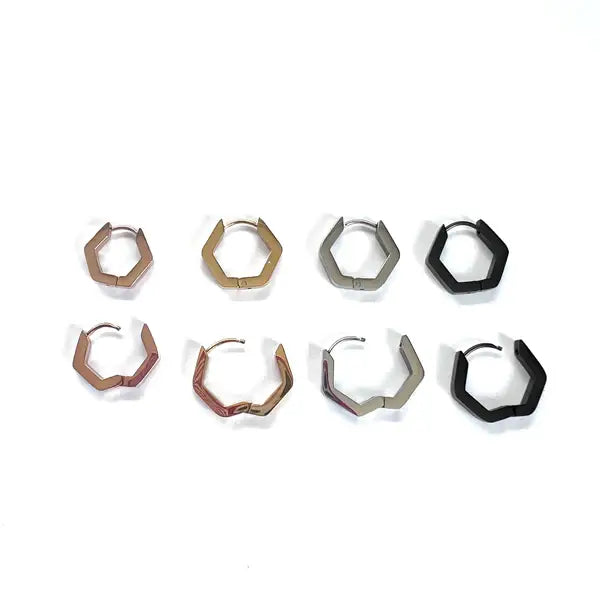 Hexagon Gold Hoop Earrings